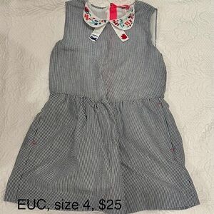 Blue Seersucker Sleeveless Sundress with Peter Pan Collar